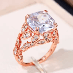 Elegant Hollow Design Cubic Zirconia Ring for Women – Rose Gold or Silver, Size 7