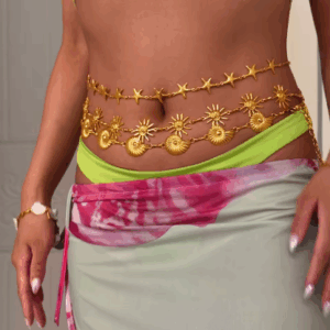 Flower & Star Belly Waist Chain for Women – Stainless Steel Summer Beach Body Chain Jewelry