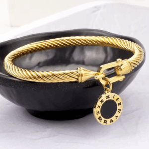 316L Stainless Steel Roman Numeral Wire Rope Bracelet – Stylish Bangle for Women