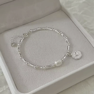 925 Sterling Silver Pearl & Knot Bead Bracelet – Luxury Fashion Jewelry for Women
