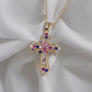 Vintage Cross Zircon Necklace – Stylish Collarbone Chain with Unique Pendant Design