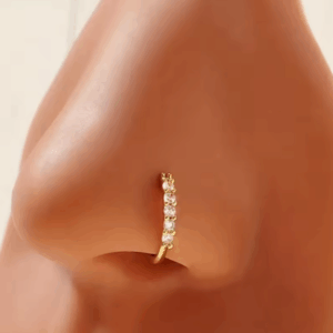 Gold Mini Single-Row Zircon Nose Stud – Ultra-Sparkle Drill Opening Nose Ring