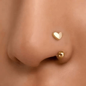 Gold 14K Plated Stainless Steel Heart-Shaped Nose Ring – Simple Piercing Jewelry for Women