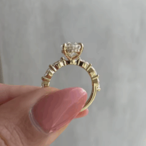Elegant Gold-Plated Stainless Steel Water Drop Zircon Ring for Women – Size 6