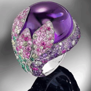 Elegant Violet Pearl & Colorful Cubic Zirconia Ring for Women – Fashion Party Jewelry, Size 8